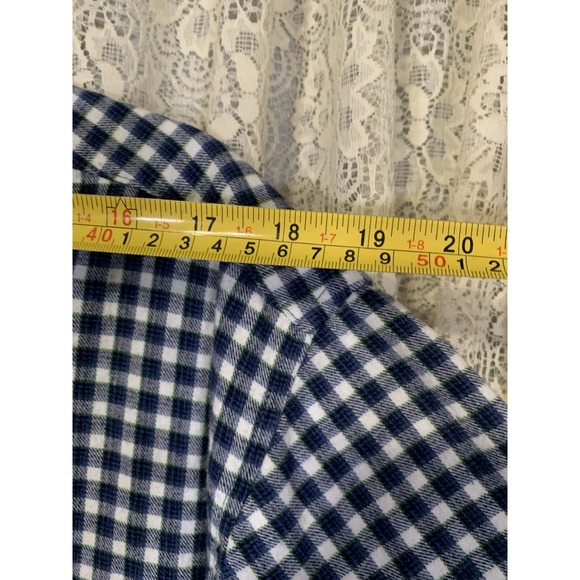 Drake Clothing Mens Large Blue Flannel Check Button up Shirt‎ Short Sleeve - Picture 7 of 9